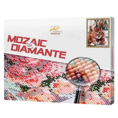 купить Картина по номерам Art Gallery QB205908 Mozaic cu diamante patrate Motanas roșcat 40x50cm в Кишинёве 