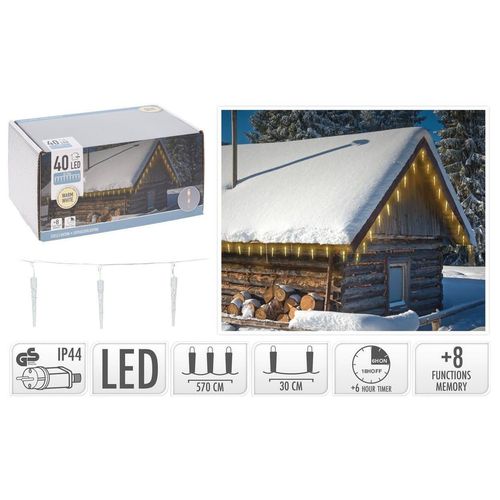 cumpără Ghirlandă Promstore 27407 Огни новогодние Сосульки 40LED 6m, тепл-бел, 8режимов în Chișinău 