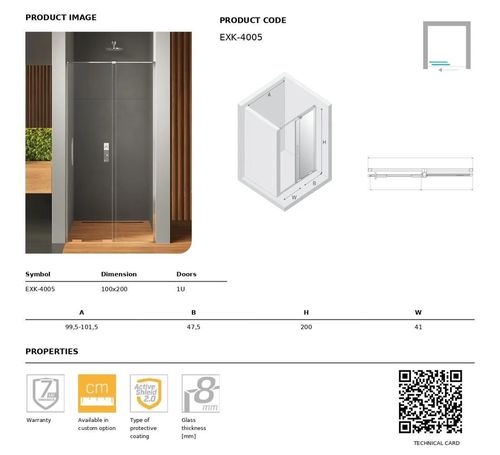 cumpără Cabină de duș New Trendy Smart 100x200 8 mm EXK-4005 shower door în Chișinău 