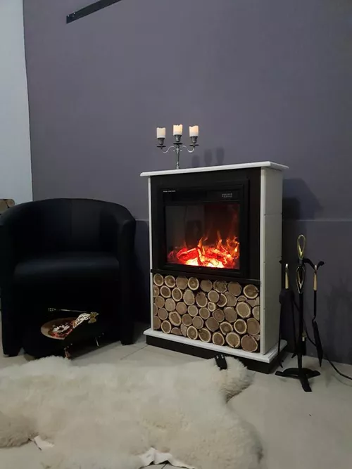 cumpără Șemineu electric ArtFlame Andrea & Dionis, 900x700x250 mm, 1100 W Nuc închis/Alb în Chișinău 
