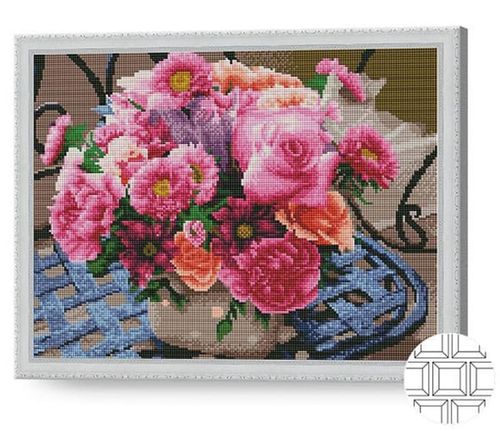 купить Картина по номерам Art Gallery QB204235 Mozaic cu diamante patrate 40x50cm Cos cu flori roz в Кишинёве 