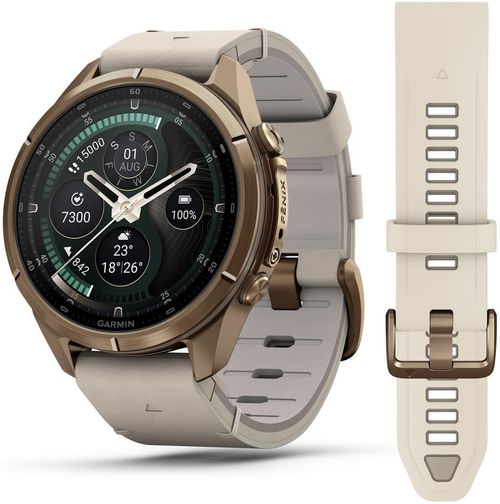 cumpără Ceas inteligent Garmin Fenix 9 Pro, 43mm, inReach, Gold, Lthr White bd (010-04335-41) în Chișinău 