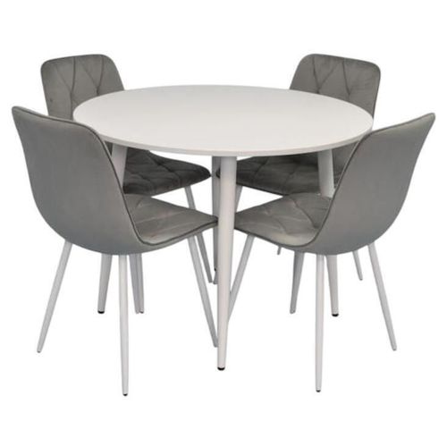 купить Комплект стол и стулья Evelin di Costacurta стол DT-402-5Wh + 4 стула YTC-055Wh, BLU-13 Light grey в Кишинёве 