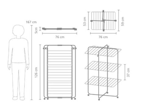 купить Сушилка для белья Brabantia 30 39 82 Hangon Tower, 23m, Matt Black в Кишинёве 