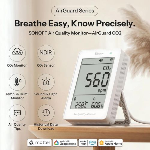 cumpără Senzor Sonoff Matter Over Wi-Fi Air Quality Monitor AirGuard CO2 (SAWF-08P) în Chișinău 