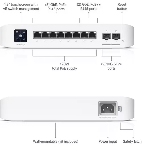 купить Switch/Коммутатор Ubiquiti USW-PRO-8-POE-EU, UniFi Switch Pro 8 PoE в Кишинёве 