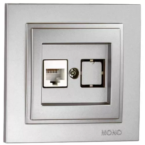 купить Розетка электрическая Mono Electric Разъем данных 1*RJ45 CAT6 серебристый Despina в Кишинёве 