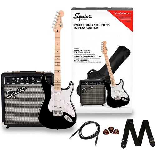 купить Гитара Fender Sonic Stratocaster Pack Maple Fingerboard (Black) (SET+acesorii) electr. в Кишинёве 