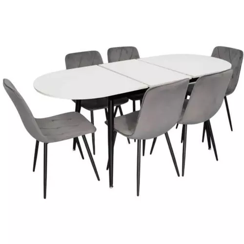 купить Комплект стол и стулья Evelin di Costacurta cтол DT-533R B + 6 стульев YTC-080B Bluvel-14 (Dark grey) в Кишинёве 