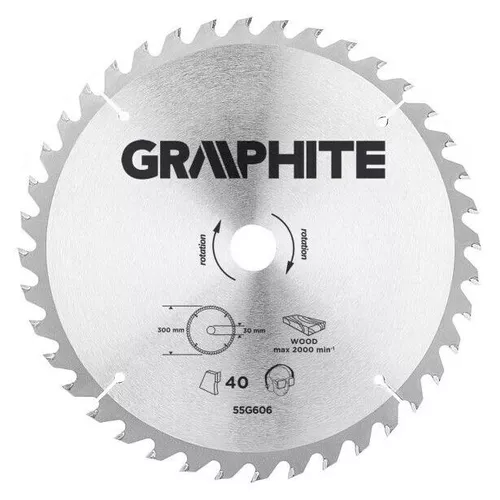 купить Диск отрезной Topex 56500 Disc circular pentru lemn, 300x30mm, 40 dinti, 55H606, Graphite в Кишинёве 