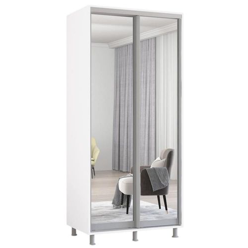 cumpără Dulap Mobildor-Lux Aron-S uși glisante din oglinzi (100x60x240H cm) Alb Brilliant în Chișinău 