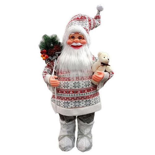 купить Новогодний декор Promstore 56876 Mos Crăciun, 60cm, Silver Scandinavian cu cadouri + ursuleț в Кишинёве 