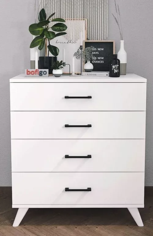 cumpără Comodă Nex Home Dresser, 4 compartimente, 76x44x86,5 cm, Alb (27-02-01) în Chișinău 