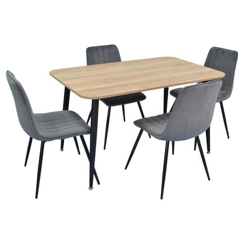 купить Комплект стол и стулья Evelin di Costacurta стол DT-405-2B + 4 стула XR-154B Dark Grey57 (velur) в Кишинёве 