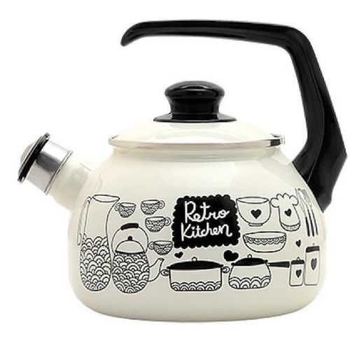 cumpără Ceainic aragaz Metalac 57031 Ceainic emailat Retro D20cm, 2.5L, maner bachelit, cu fluier în Chișinău 
