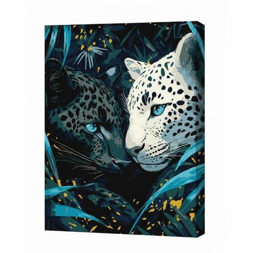 купить Картина по номерам Ideyka KHO6730 30x40cm Eco, Pradatori сu ochi albastri cu vopsele metalic extra в Кишинёве 