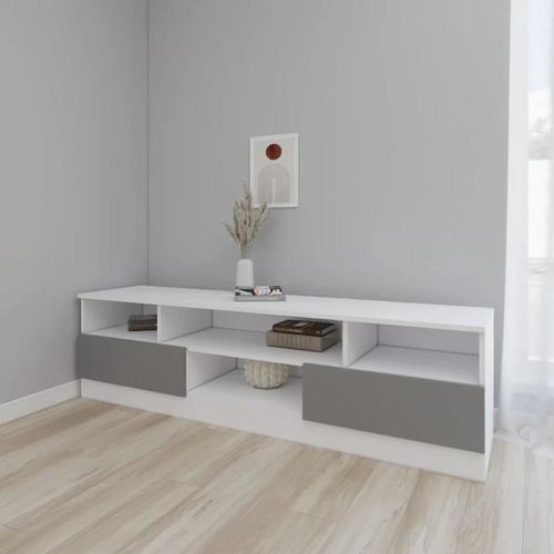 cumpără Comodă TV Smartex (16350) Т6 160cm TV Alb+Grafit în Chișinău 