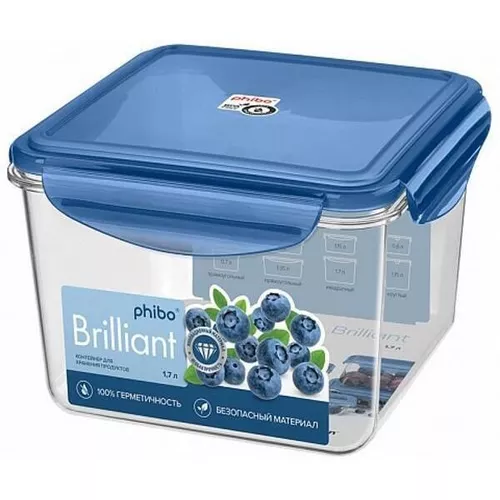 cumpără Container alimentare Бытпласт 45550 Hermetic Phibo Brilliant 16x16x10cm 1,7l în Chișinău 