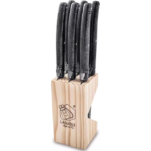 cumpără Set cuțite Laguiole Premium Line 6 Steak Knives Black Stonewash set 6 buc cu suport în Chișinău 
