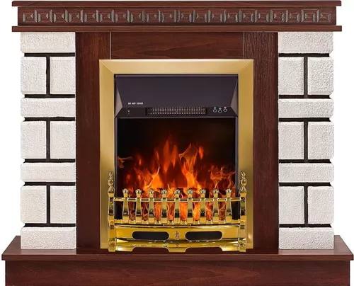 cumpără Șemineu electric ArtFlame Nazarii mini & Galileo gold, 874x1080x245 mm, Nuc închis/Alb în Chișinău 