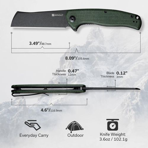 купить Нож походный Sencut S20057C-4 Traxler, mâner Canvas Micarta verde, Liner Lock в Кишинёве 