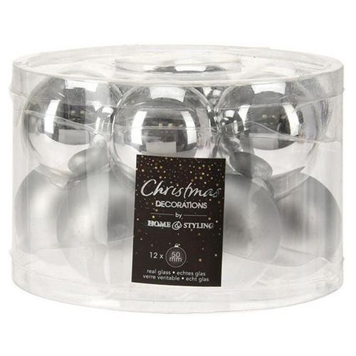 купить Новогодний декор Promstore 23530 Набор шаров стеклянных 12x50mm, цилиндр, серебряные в Кишинёве 