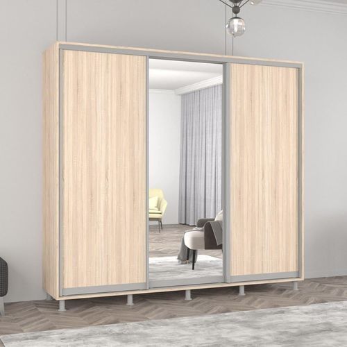 cumpără Dulap Mobildor-Lux Aron uși glisante din oglindă și PAL (240x60x220H cm) Sonoma în Chișinău 