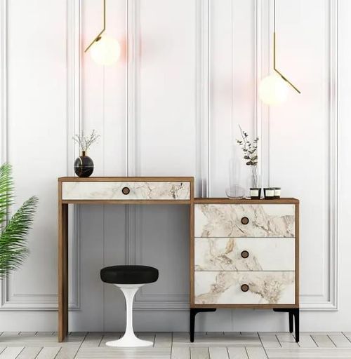 cumpără Măsuţa de toaletă Trendy Lizbon 552, Nuc, Alb, 124x84x40cm (masa de machiaj) (GTR001461) în Chișinău 
