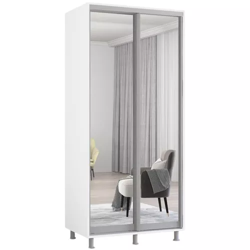 cumpără Dulap Mobildor-Lux Aron cu uși glisante din oglinzi (100x60x200H cm) Alb Brilliant în Chișinău 