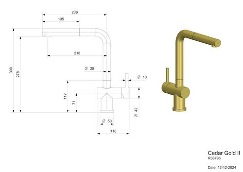 купить Смеситель кухонный Reginox R38796 Cedar Gold II в Кишинёве 