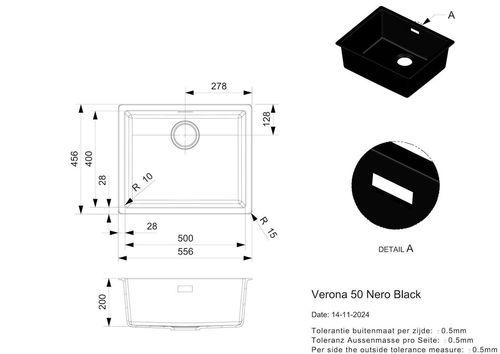 купить Мойка кухонная Reginox R40294 Verona 50 Nero Black в Кишинёве 