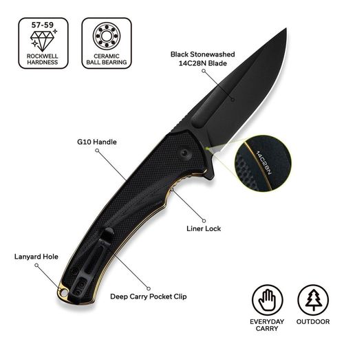 купить Нож походный Civivi C24040-1 Voidflare, G10 negru, Liner Lock в Кишинёве 
