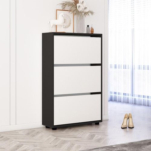 купить Полка для обуви Mobildor-Lux Leo 50x27x125H cm Anthracite/White в Кишинёве 
