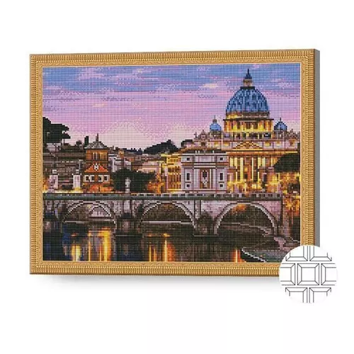 купить Картина по номерам Art Gallery QB204723 Mozaic cu diamante patrate 40x50cm Amurg mov in oras в Кишинёве 