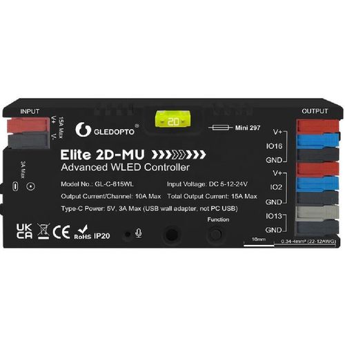 cumpără Întrerupător electric Gledopto GL-C-615WL Elite 2D-MU Advanced ESP32 WLED Digital LED Controller în Chișinău 