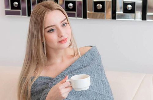 купить Домашний текстиль Askona Плед вязанный (квадрат) 130x170,дымчато-серый в Кишинёве 