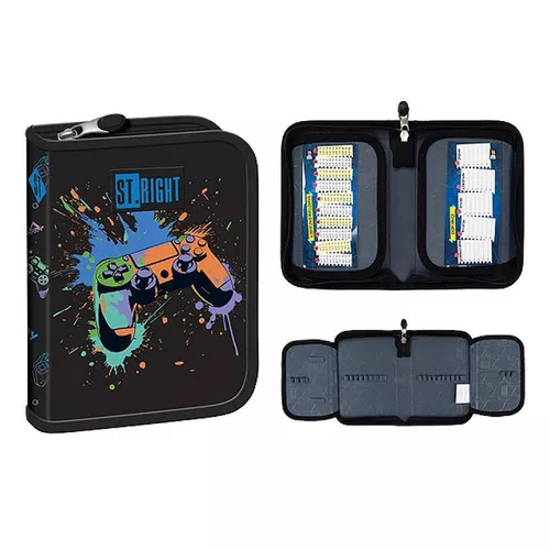 купить Школьный пенал St.RIGHT 57780 Penar 1zip, 20.5x14x3.5cm, Game Controller Splash, textil в Кишинёве 