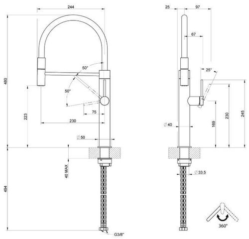 купить Смеситель кухонный Gessi 60010-239 Gessi 316 Steel Brushed в Кишинёве 