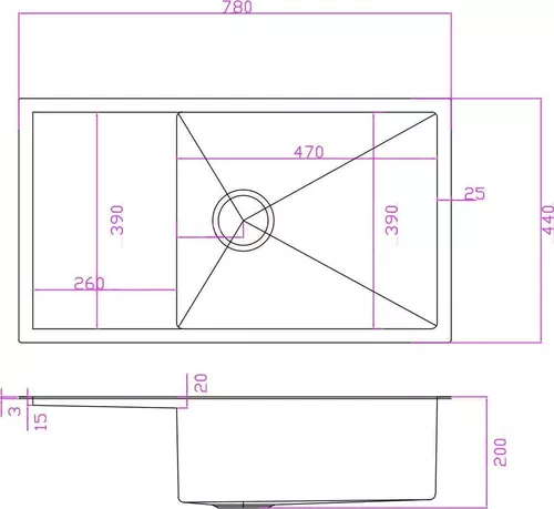cumpără Chiuvetă bucătărie Fabiano 78x44 Satin+baterie+dozator+cos în Chișinău 