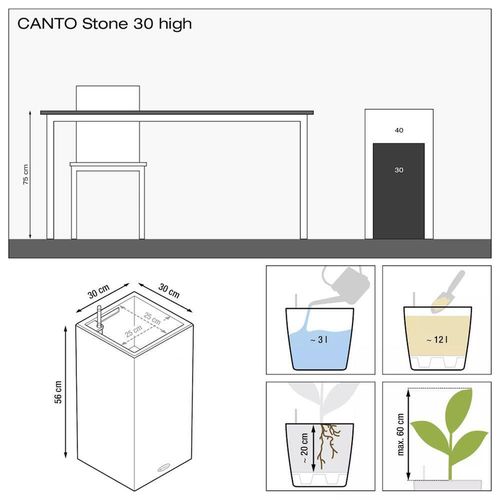 купить Цветочный горшок Lechuza Canto Color Tower 30, Graphite Black в Кишинёве 