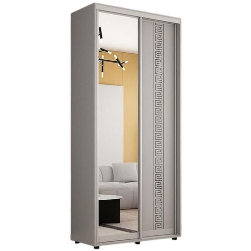 купить Шкаф Mobildor-Lux Compact uși glisante Oglindă + PAL cu ornament grecesc (100x45x210H cm) Grey в Кишинёве 