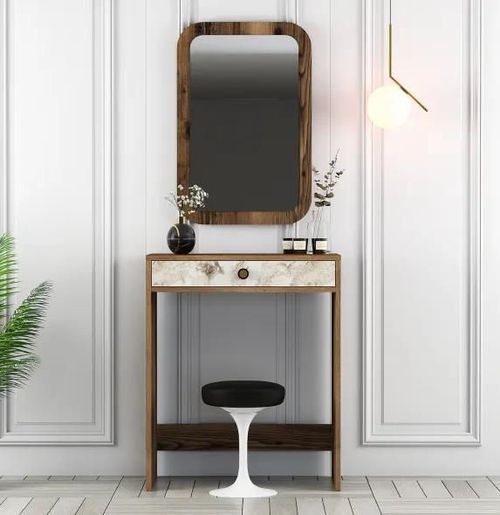 cumpără Măsuţa de toaletă Trendy Oglinda Lizbon Nuc, Alb, Marmura (masa de machiaj) (GTR001457) în Chișinău 