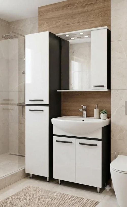 купить Шкаф-пенал Mashtab 10835 Agat cu cos 350x350x1900 Antracit Alb в Кишинёве 