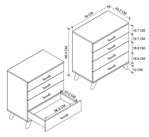 cumpără Comodă Nex Home Dresser, 4 compartimente, 76x44x86,5 cm, Alb (27-02-01) în Chișinău 