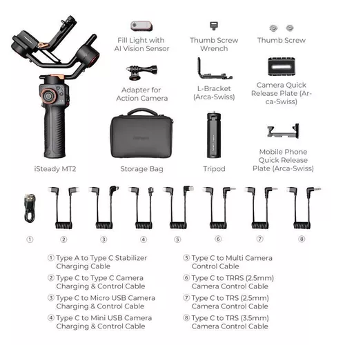 купить Стабилизатор Hohem iSteady MT2 KIT with AI Tracking Module and fill light (iSMT2K) black в Кишинёве 