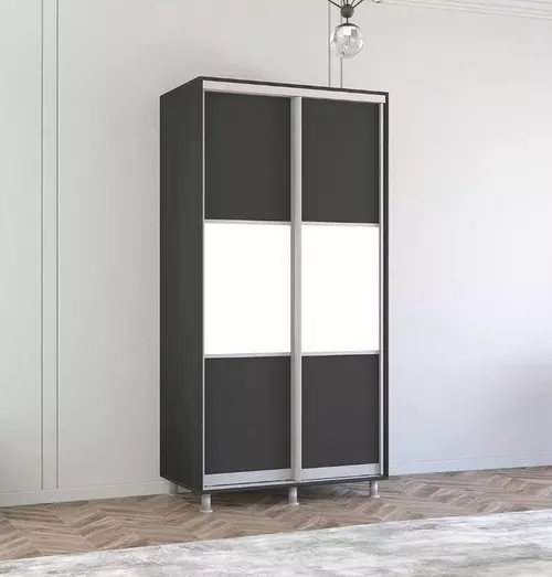 cumpără Dulap Mobildor-Lux Aron-P 1.0m-1.8m uși glisante din PAL orizontal (100x60x200H cm) Anthracite în Chișinău 