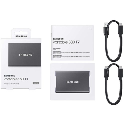 купить 500GB Samsung Portable SSD T7 MU-PC500T/WW External SSD, Black, Read 1050 MB/s, Write 1000 MB/s, Shock Resistance, USB 3.2 Gen.2/Type-C (SSD extern/внешний SSD) в Кишинёве 