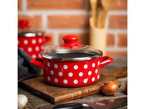 купить Кастрюля Metalac 51664 эмалированная Classic 14cm, 1l, крышка стекло в Кишинёве 