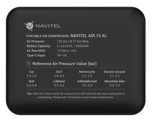 купить Портативный компрессор для авто Navitel 15 AL Air Compressor в Кишинёве 