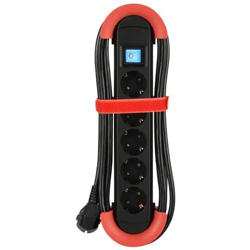 купить Удлинитель электрический BACHMANN 500.100 Prelungitor hook indoor 5xcee7 5m h05vv-f 3g negru/rosu в Кишинёве 